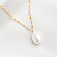 Brass Jewelry Necklace, with Plastic Pearl, plated, fashion jewelry & for woman, gold, 46+5cmuff0c1cm 