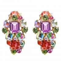 Zinc Alloy Drop Earring, with Crystal, for woman, multi-colored 