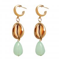 Turquoise Zinc Alloy Earring, with turquoise & Trumpet Shell, for woman, golden 