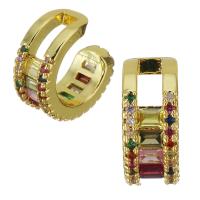 Brass Clip On Earring Finding, real gold plated, micro pave cubic zirconia & for woman Approx 