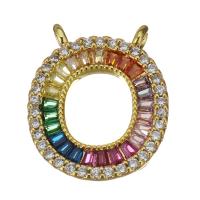 Cubic Zirconia Micro Pave Brass Pendant, real gold plated, micro pave cubic zirconia & double-hole Approx 1.5mm 