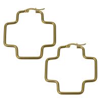 Stainless Steel Lever Back Earring, Cross, gold color plated, fashion jewelry & for woman 