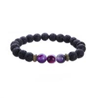 Lava Bead Bracelet, with Mixed Agate, Unisex Approx 7.5 Inch 
