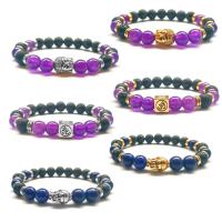 Gemstone Bracelets, Lava, with Level B Amethyst & Lapis Lazuli & Zinc Alloy, plated, Unisex .2 Inch 