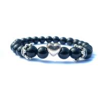 Black Agate Bracelets, with Zinc Alloy, plated, Unisex .2 Inch 