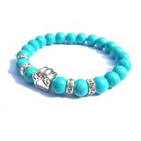 Gemstone Bracelets, with turquoise & Tiger Eye & Zinc Alloy, plated & Unisex .2 Inch 