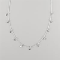 Sterling Silver Jewelry Necklace, 925 Sterling Silver, Star, platinum plated, for woman, 46+5cmuff0c17cm,0.4cm 