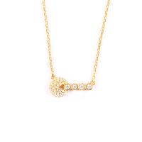 Cubic Zircon Micro Pave Sterling Silver Necklace, 925 Sterling Silver, 18K gold plated, micro pave cubic zirconia & for woman, 46+5cmuff0c1.4cm 