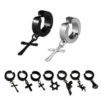 Titanium Steel Huggie Hoop Drop Earring, fashion jewelry & Unisex 