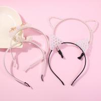 Hair Bands, Zinc Alloy, with Plastic Pearl & for woman, white 