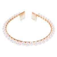Hair Bands, Zinc Alloy, with Plastic Pearl, gold color plated, fashion jewelry & for woman, white 