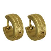 Stainless Steel Huggie Hoop Earring, gold color plated, fashion jewelry & for woman & frosted 