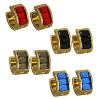 Stainless Steel Huggie Hoop Earring, with Acrylic, gold color plated, fashion jewelry & for woman 
