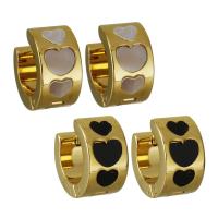 Stainless Steel Huggie Hoop Earring, with Shell, gold color plated, fashion jewelry & for woman 