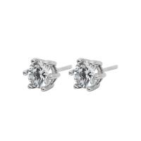 Sterling Silver Stud Earring, 925 Sterling Silver, silver color plated, for woman & with cubic zirconia, 6mm 