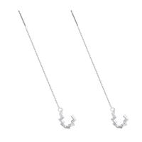 Sterling Silver Thread Through Earrings, 925 Sterling Silver, silver color plated, micro pave cubic zirconia & for woman 
