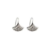 Sterling Silver Stud Earring, 925 Sterling Silver, Ginkgo Leaf, silver color plated, for woman, 10mm 
