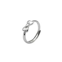 925 Sterling Silver Finger Ring, Bowknot, silver color plated, adjustable & for woman, US Ring 