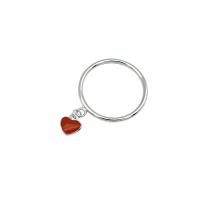 925 Sterling Silver Finger Ring, Heart, silver color plated, adjustable & for woman & enamel, 5mm, US Ring .5 
