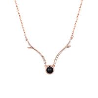 925 Sterling Silver Miniature Projection Necklace, with Gemstone, Antlers, plated, for woman Approx 19.6 Inch 