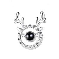 925 Sterling Silver Miniature Projection Pendant, with Gemstone, Antlers, plated, for woman & with rhinestone 