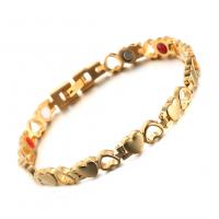 Bracelets en acier inoxydable, avec Germanium (Germanium), coeur, Placage de couleur d'or, bijoux de mode & pour femme, 7mm pouce, Vendu par PC