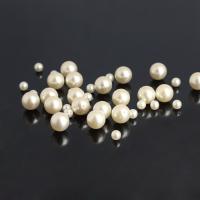 Resin Jewelry Beads, Round & half-drilled, beige 