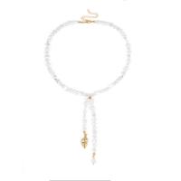 collar de aleación de Zinc de concha, con Nácar Trompeta & Perlas plásticas, con 70mm extender cadena, chapado en color dorado, para mujer, 400mm, longitud:aproximado 15.7 Inch, Vendido por Sarta