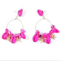 Zinc Alloy Drop Earring, with Shell, gold color plated, for woman 89*52mm 