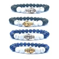 Gemstone Bracelets, Lava, with Howlite & Lapis Lazuli, plated & Unisex .4 Inch 