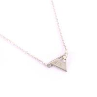 Sterling Silver Jewelry Necklace, 925 Sterling Silver, Triangle, platinum plated, for woman, 46+5cmuff0c0.9cm 