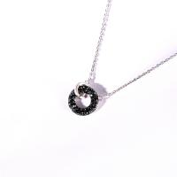 Cubic Zirconia Micro Pave Sterling Silver Necklace, 925 Sterling Silver, Donut, platinum plated, micro pave cubic zirconia & for woman, 46+5cmuff0c1cm 