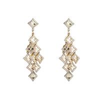 Rhinestone Brass Drop Earring, fashion jewelry & for woman & with rhinestone, golden 