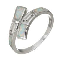 Brass Finger Ring, with Opal, silver color plated, fashion jewelry & Unisex, 13mm, US Ring 