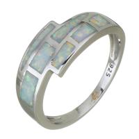Brass Finger Ring, with Opal, silver color plated, fashion jewelry & Unisex, 8mm, US Ring 