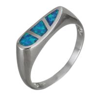 Brass Finger Ring, with Opal, silver color plated, Unisex, 5.5mm, US Ring 