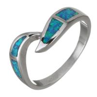 Brass Finger Ring, with Opal, silver color plated, Unisex, 8mm, US Ring 