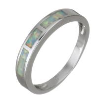 Brass Finger Ring, with Opal, silver color plated, Unisex, 3.5mm, US Ring 