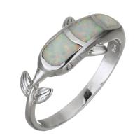 Brass Finger Ring, with Opal, silver color plated, Unisex, 9mm, US Ring 
