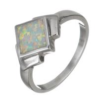 Brass Finger Ring, with Opal, silver color plated, Unisex, 10.5mm, US Ring 