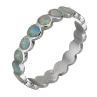 Brass Finger Ring, with Opal, silver color plated, Unisex, 4mm, US Ring 