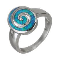 Brass Finger Ring, with Opal, silver color plated, Unisex, 14mm, US Ring 