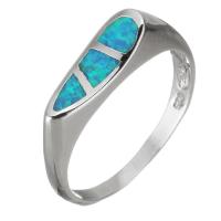 Brass Finger Ring, with Opal, silver color plated, Unisex, 5mm, US Ring 