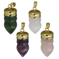 Gemstone Brass Pendants, with Gemstone, gold color plated Approx 