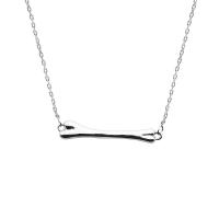 Sterling Silver Jewelry Necklace, 925 Sterling Silver, Dog Bone, silver color plated, oval chain & for woman, 30mm Approx 15.7 Inch 