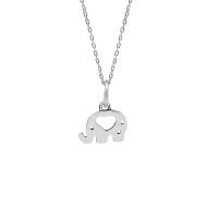 Sterling Silver Jewelry Necklace, 925 Sterling Silver, Elephant, silver color plated, oval chain & for woman & hollow, 10mm Approx 15.7 Inch 