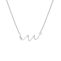 Sterling Silver Jewelry Necklace, 925 Sterling Silver, silver color plated, box chain & for woman & with rhinestone, 26mm Approx 15.7 Inch 