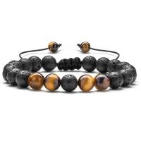 Lava Bead Bracelet, with Gemstone & Cotton Cord & Unisex, 8mm Approx 7-10 Inch 