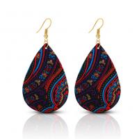Zinc Alloy Drop Earring, with PU Leather, Teardrop, plated & for woman 