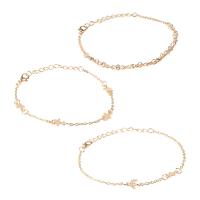 Zinc bracelets en strass en alliage , alliage de zinc, Placage de couleur d'or, trois pièces & chaîne ovale & pour femme & avec strass Environ 8.8 pouce, Environ  9.2 pouce, Environ  9.6 pouce, Vendu par fixé